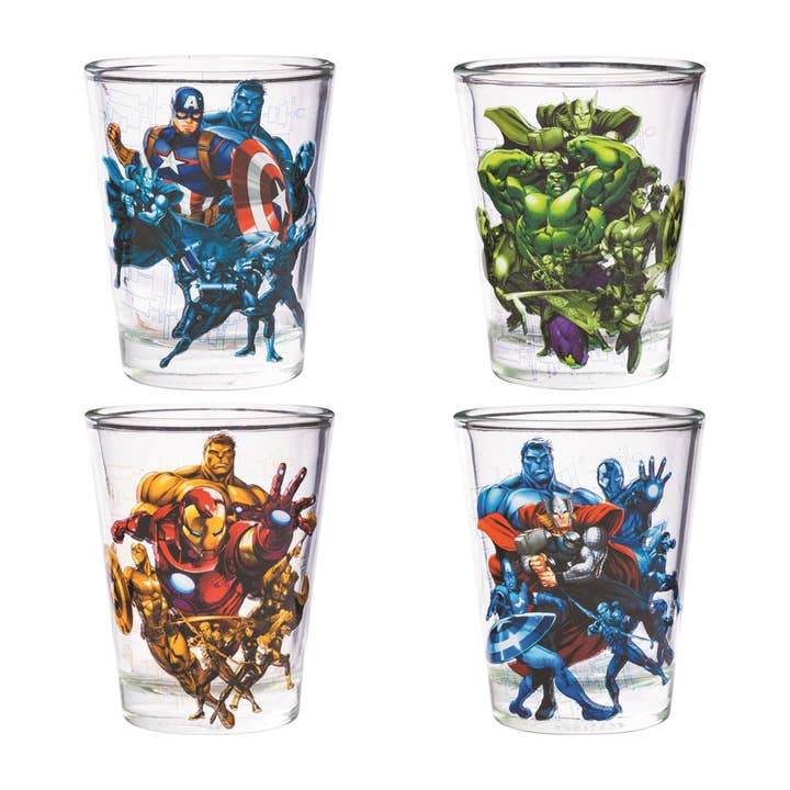Marvel Avengers 2-Ounce Mini Shot Glasses | Set of 4 for wholesale by Toynk