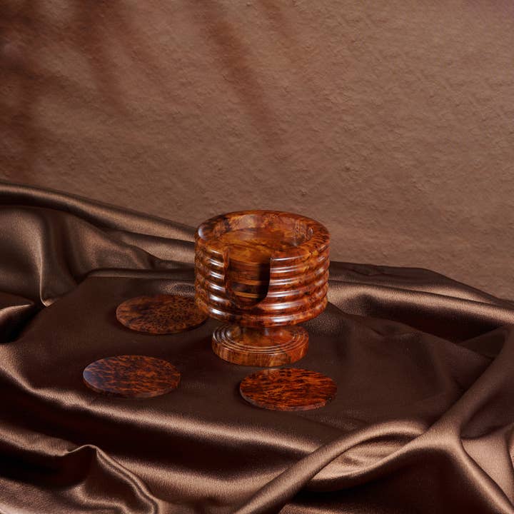 Yemma Goods - Vendita all'ingrosso Sottobicchiere - Sottobicchieri decorativi in legno Thuya impiallacciato per tavolino da caffè5