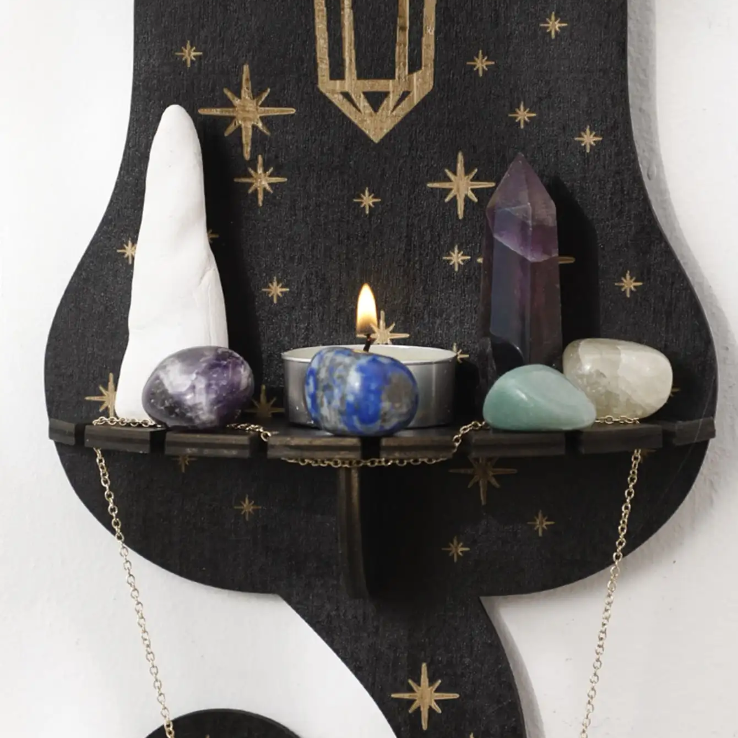 Buddha Ayurveda – wholesale Wall-mounted shelf – Sun Moon Black Cat Shelf – Boho Wall & Holiday Decor3