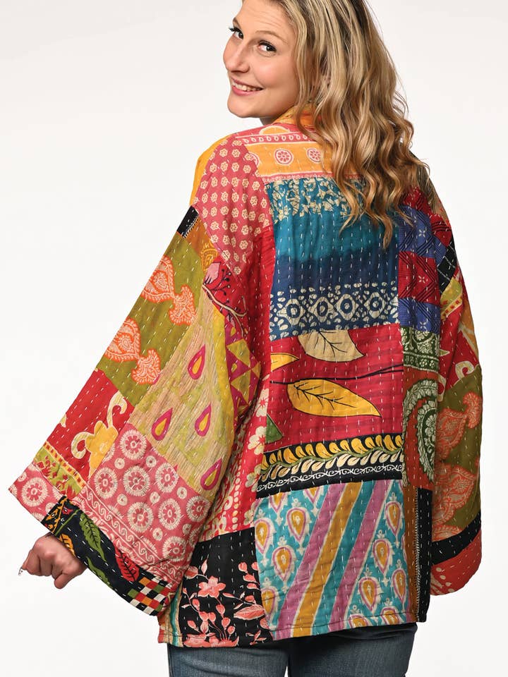 Sevya Handmade - Vendita all'ingrosso Kimono - Donna - Giacca Kimono Kantha reversibile in cotone7