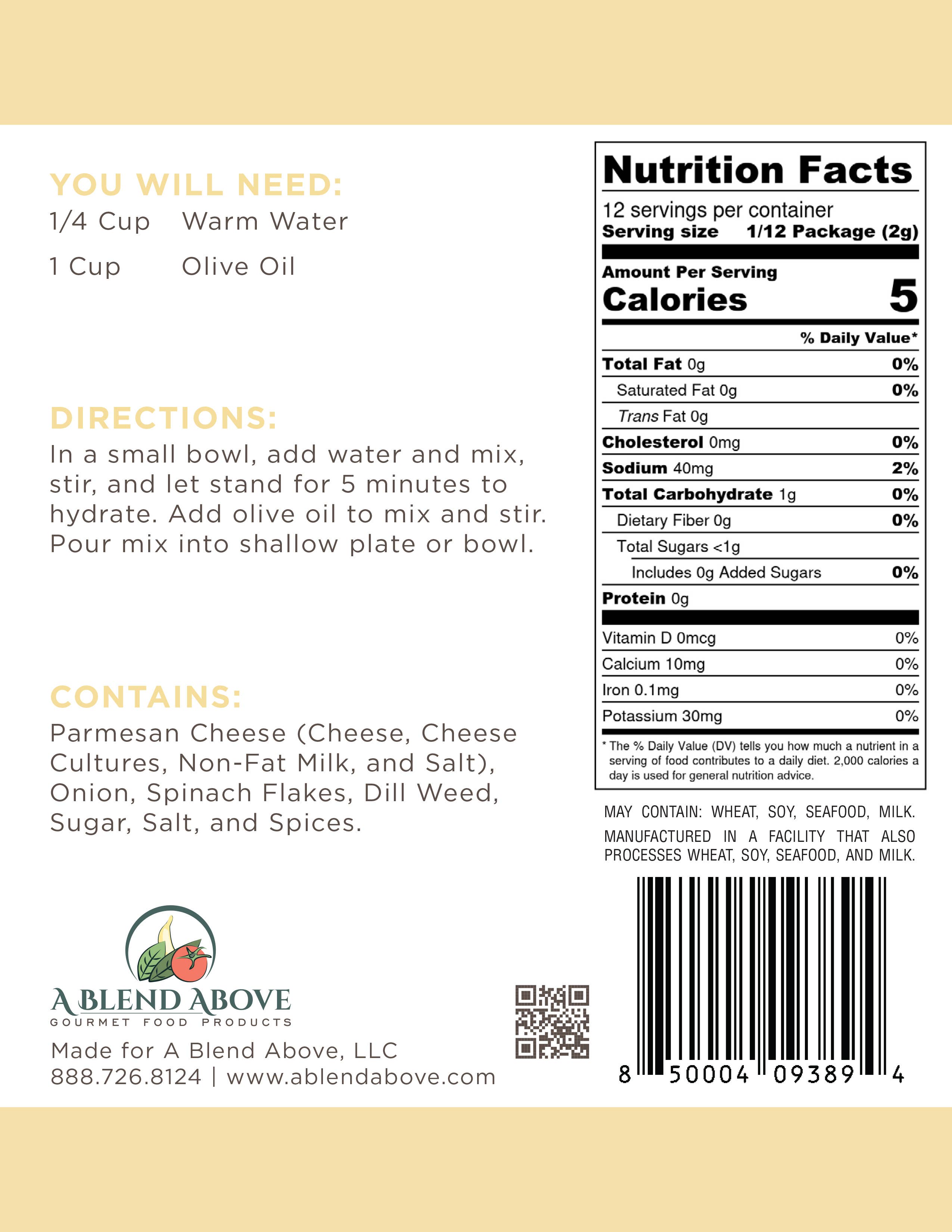 A Blend Above – wholesale Dip – Balsamic Spinach Parmesan Oil Mix1