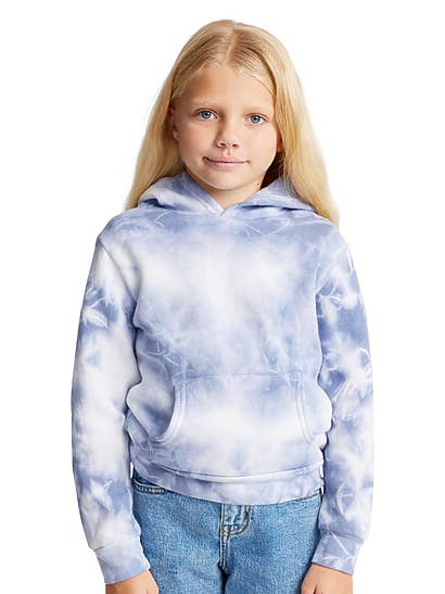 Youth Fleece Cloud Tie Dye Pullover Hoodie for wholesale by Royal Apparel