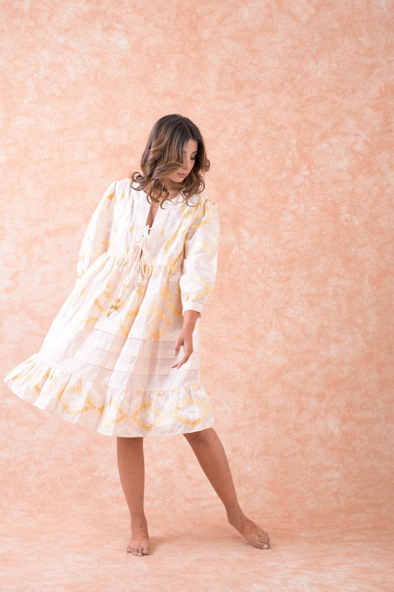 Rhea - Wholesale Dress - Women's - Rhea Art Tunic Top, Lightweight Cotton Ruffle Hem Design3