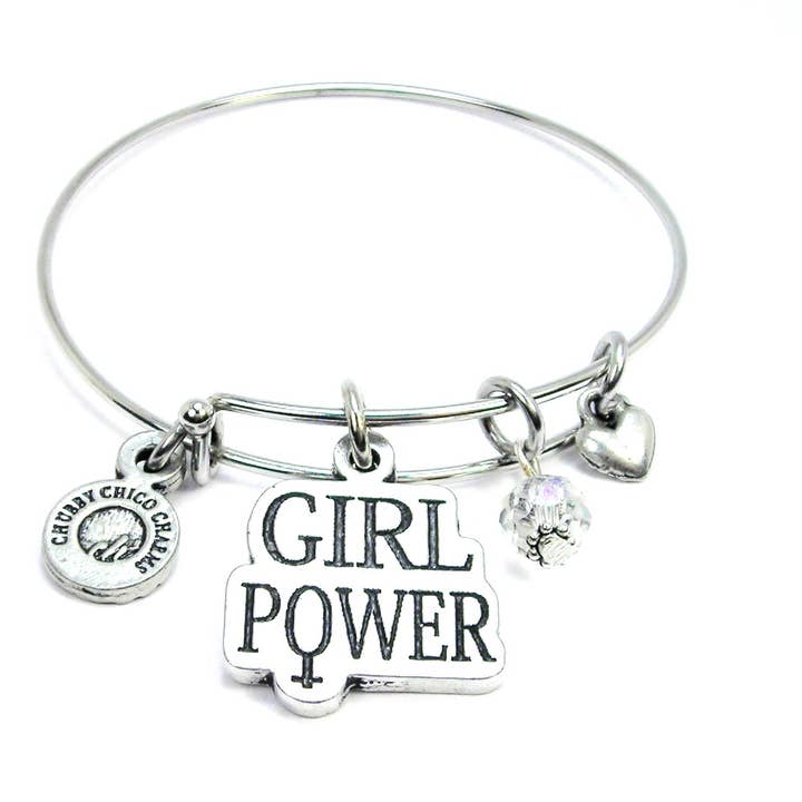 Girl Power stacker Bangle Expandable Bracelet for wholesale by Chubby Chico Charms