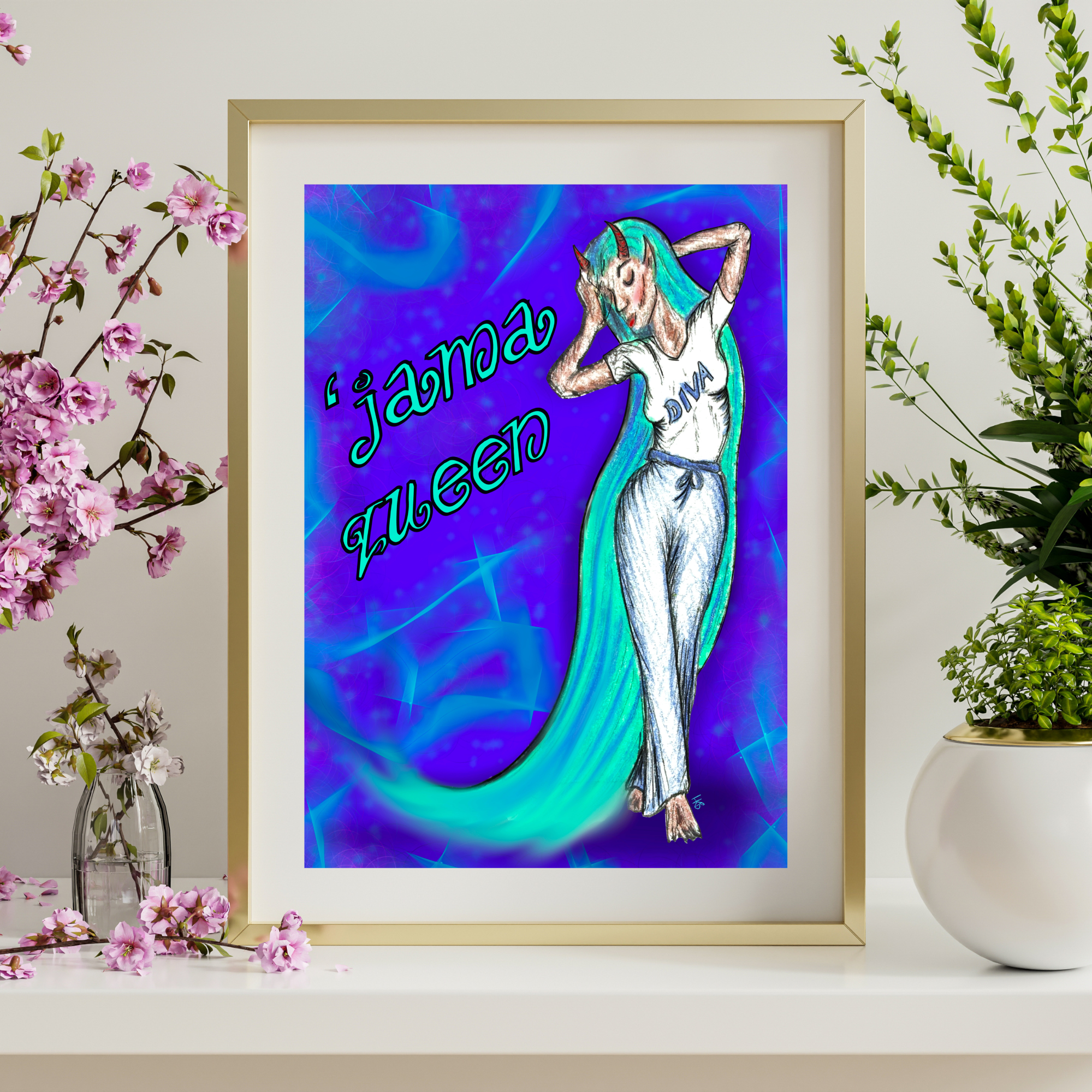 Hannah Kate Makes - Wholesale Art Print - The 'Jama Queen Art Print - Pyjama Princess - A5 Unframed13