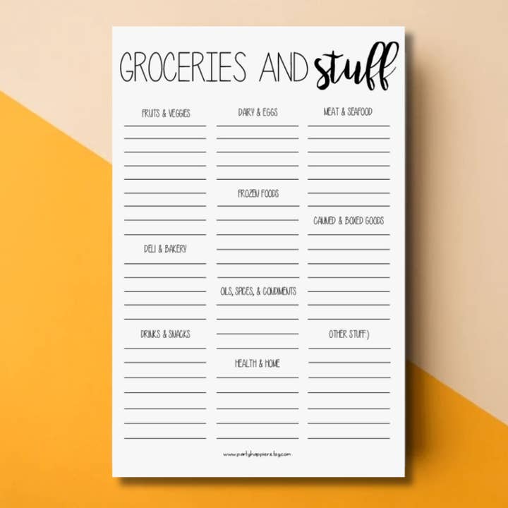 Groceries And Stuff Notepad With Categories for wholesale by PartyHappier