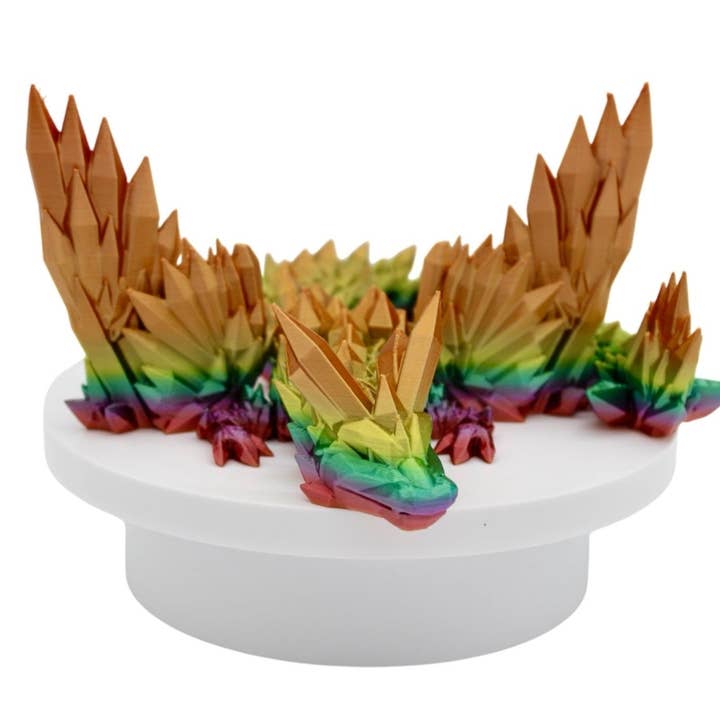 Acworth Alchemist - Wholesale Fidget Toy - Kids - Rainbow Crystal Wing Dragon Fidget Toy - 3D Printed Articulated Dragon