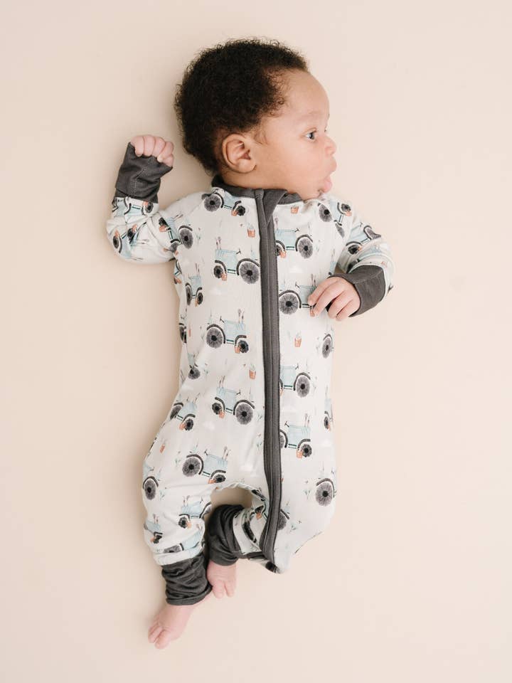 Blue Tractor Bamboo Sleeper for wholesale by Little One Shop