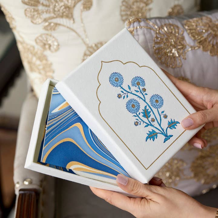 Paper Mirchi – wholesale Stationery/notecard set – Boxed Artisan Notecard Set - Sandook Sapphire5