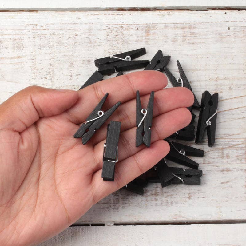 Factory Direct Craft - Vendita all'ingrosso Mollette appendiabiti - Mini mollette in legno nero da 1-3/8" (confezione da 21)1