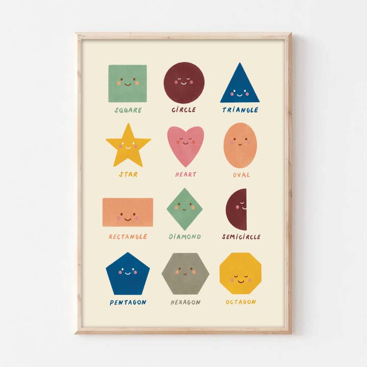 Lauren Sissons Studio - Wholesale Art print – Kids & baby - Shapes Educational Print - Kids Wall Art Learning Decor 0