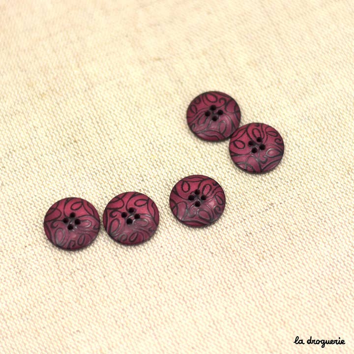 LA DROGUERIE - Wholesale Sewing Button/Snap - Firefly Button black arabesques 18 mm3
