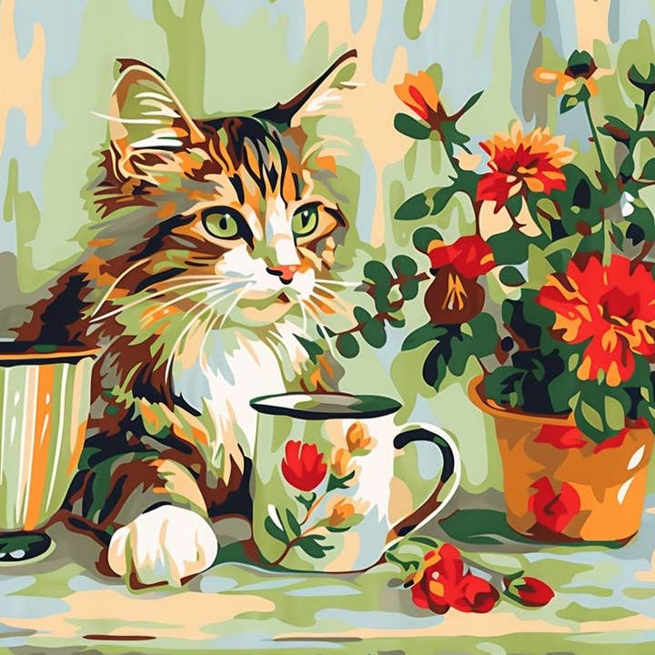 Cozy Tea Time Cat for wholesale by Paint with Number
