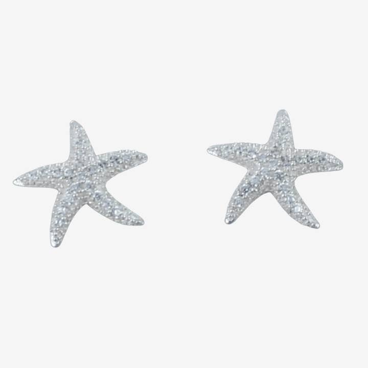 Boucles d'oreilles à tige en forme d'étoile de mer en argent sterling scintillant pour la vente par REEVES & REEVES