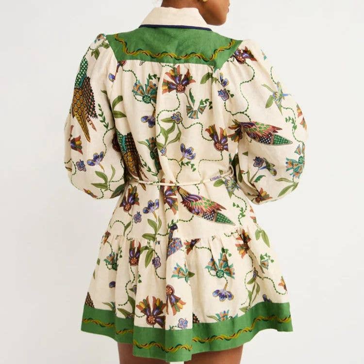 Vert Robe à manches lanternes artistique 2025 style indépendant en vente sur Faire6