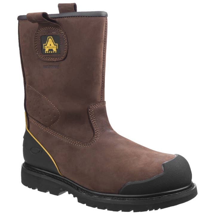 Bottes pour hommes Amblers - FS223 Bottes de sécurité industrielles cousues Goodyear en marron, tailles 6-13 pour la vente par Brooklyn Big & Tall