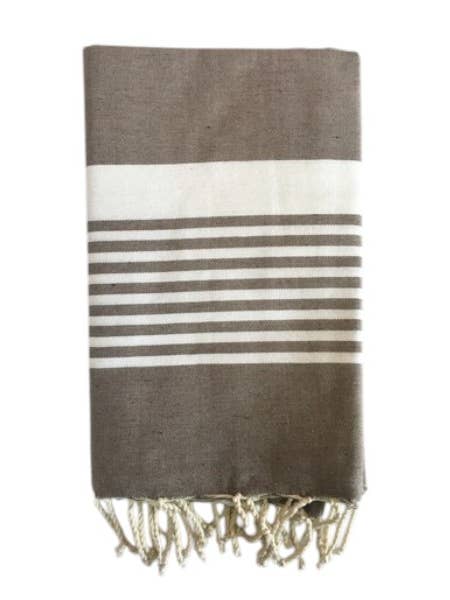 SoBeach – Cobertura de biquíni - Mulher por atacado – Fouta Paul taupe, Toalha de Praia algodão reciclado 200x100cm