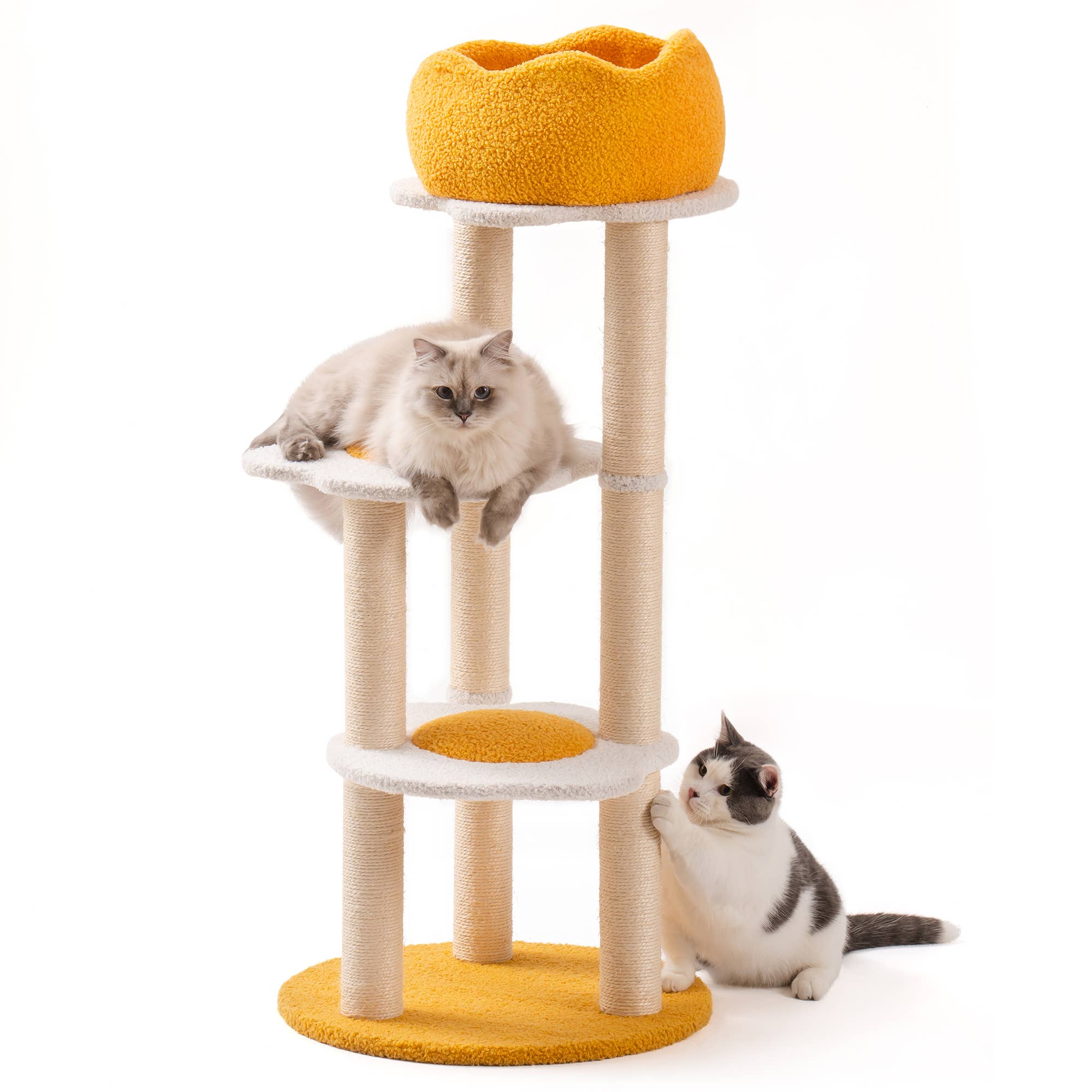 Robud & Mewoofun Official Store – Coçador de gato - Gato por atacado – Torre para Gatos Amarela com Cama Removível e Arranhador de Sisal2