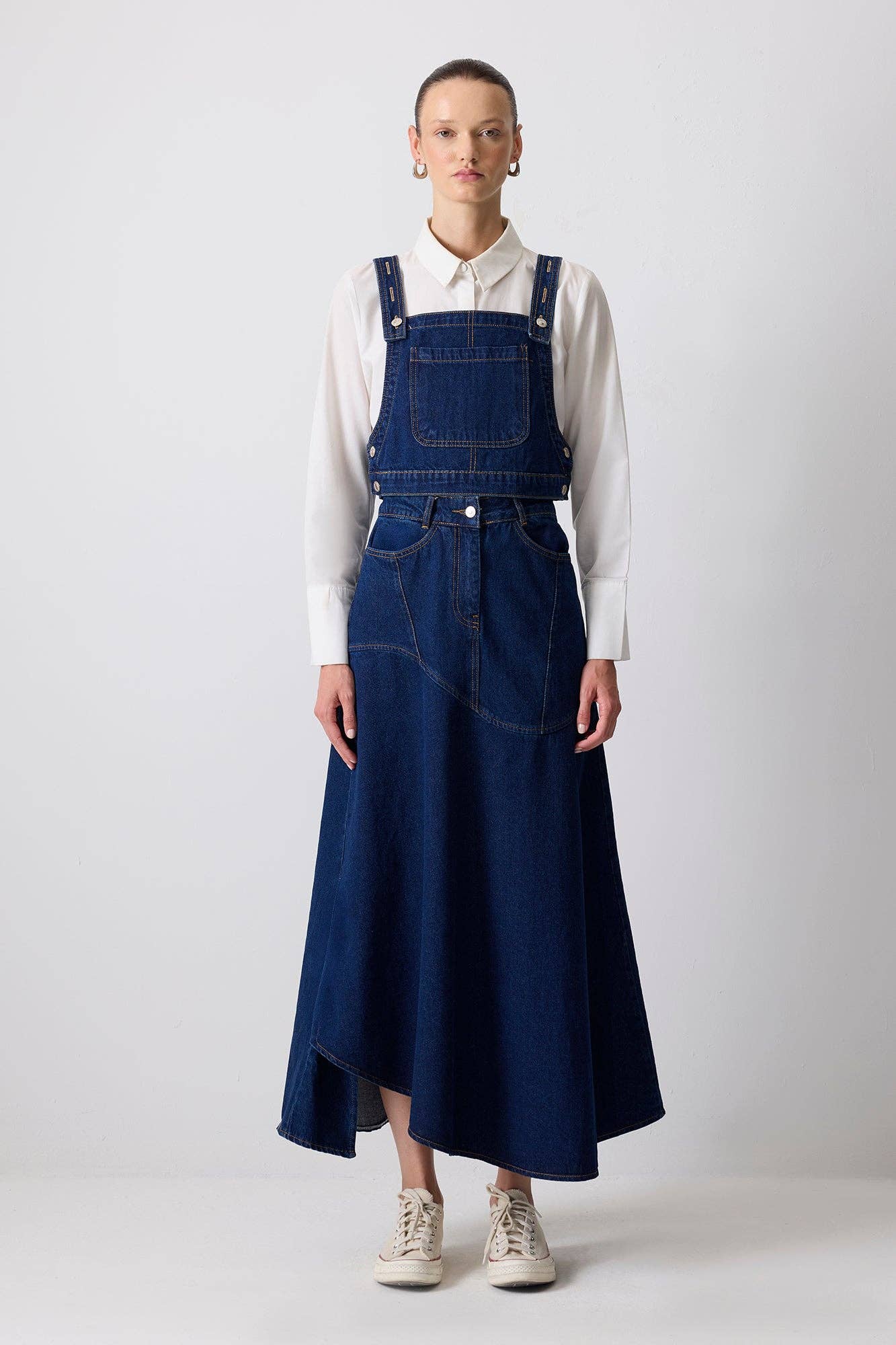 Mørkeblå STRUKTURERET DENIM CROP TOP MED LOMMEDETALJE for engroshandel på Faire0