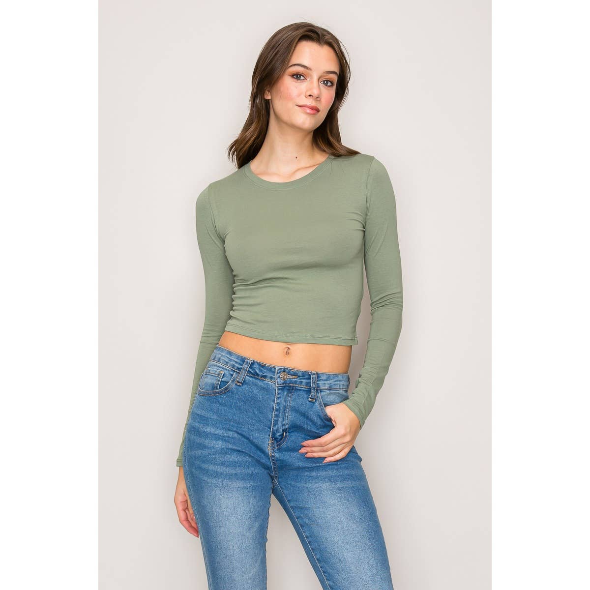 Popular 21 – wholesale Knit top – Women's – Crew Neck Long Sleeve Cotton Cropped Knit Top15