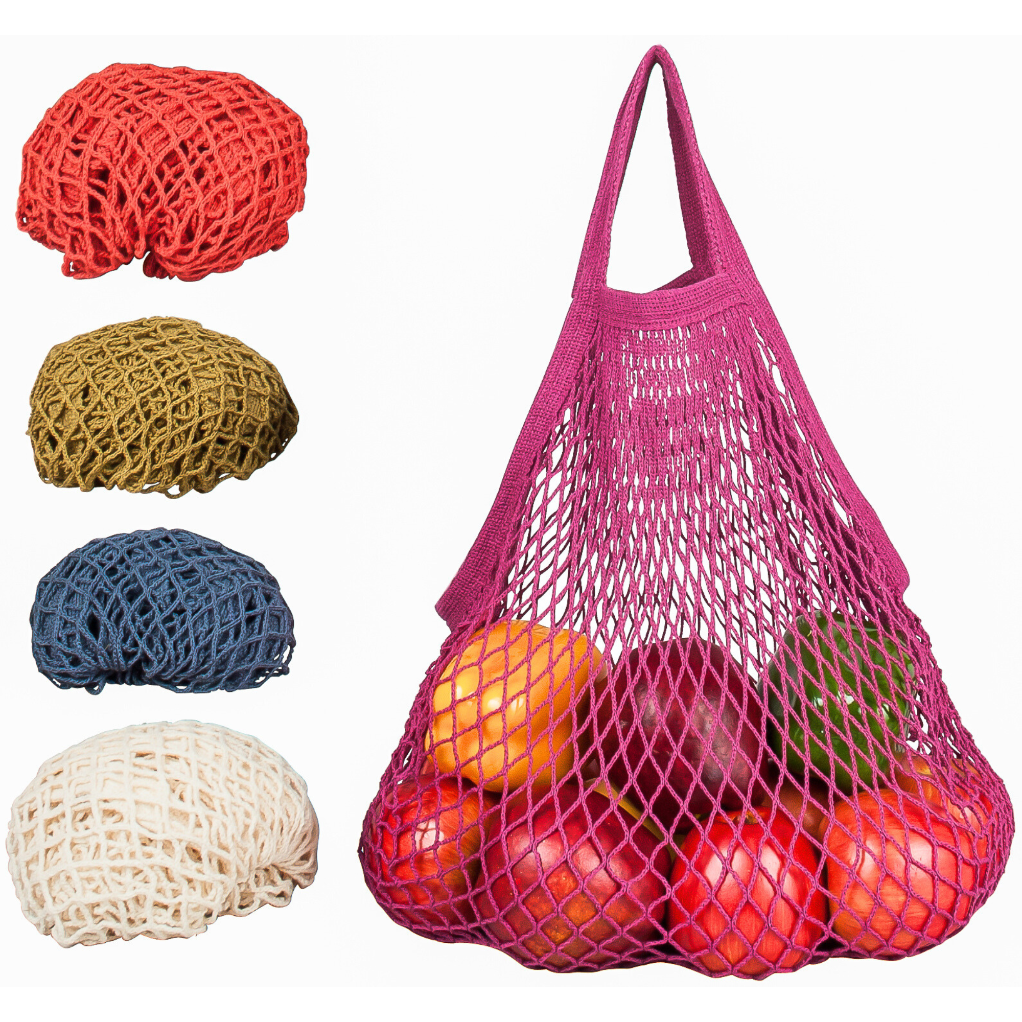 ECOBAGS - Vendita all'ingrosso Borsa per shopping/spesa - Borsa a rete con manico in cotone riciclato - Set assortiti6