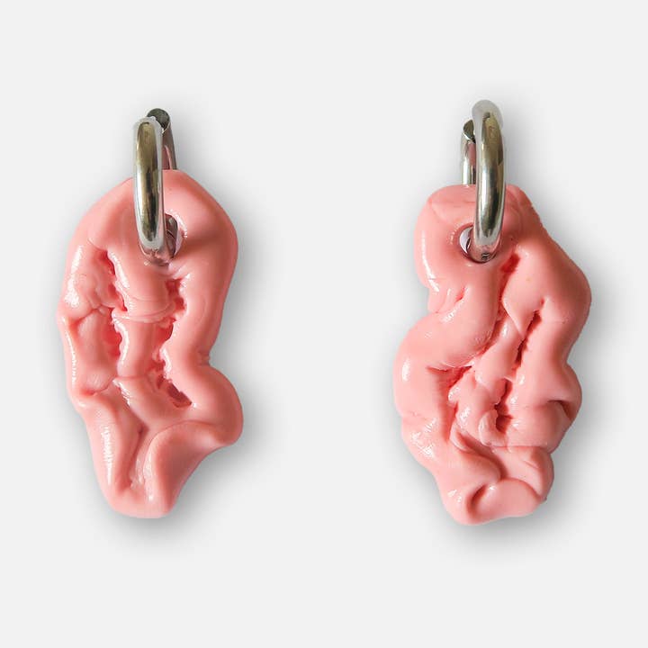 Fake chewing-gum hoop earrings - silver, waterproof for wholesale by Chungawawa