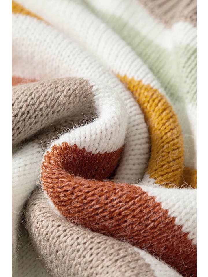 Multicolour Stripe Colorblock Drop Shoulder Crewneck Sweater for wholesale on Faire8