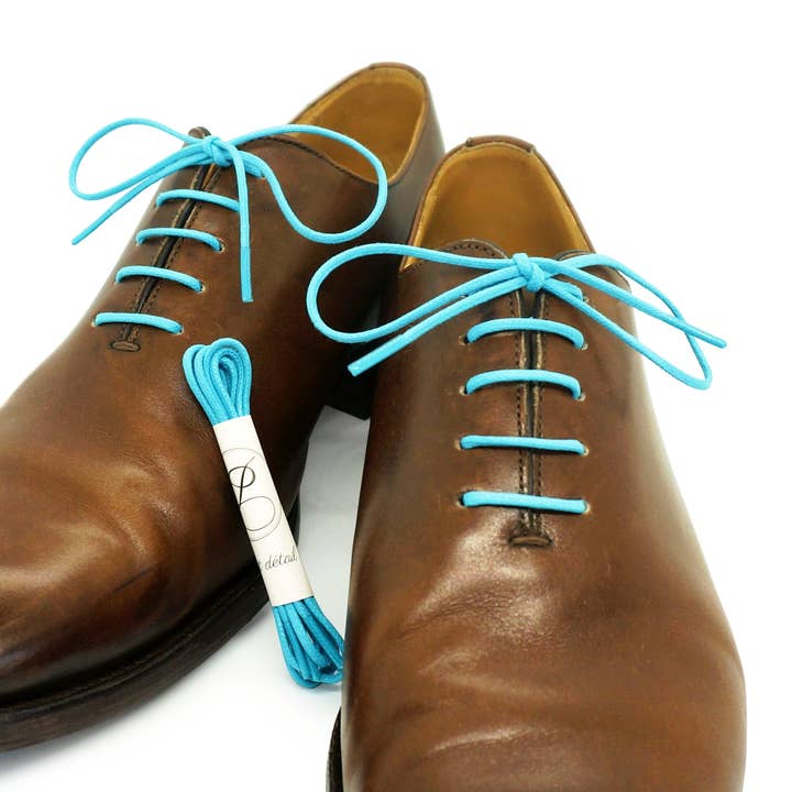 Lacci in cotone cerato blu turchese Made in France per la vendita all'ingrosso da parte di Petit détail