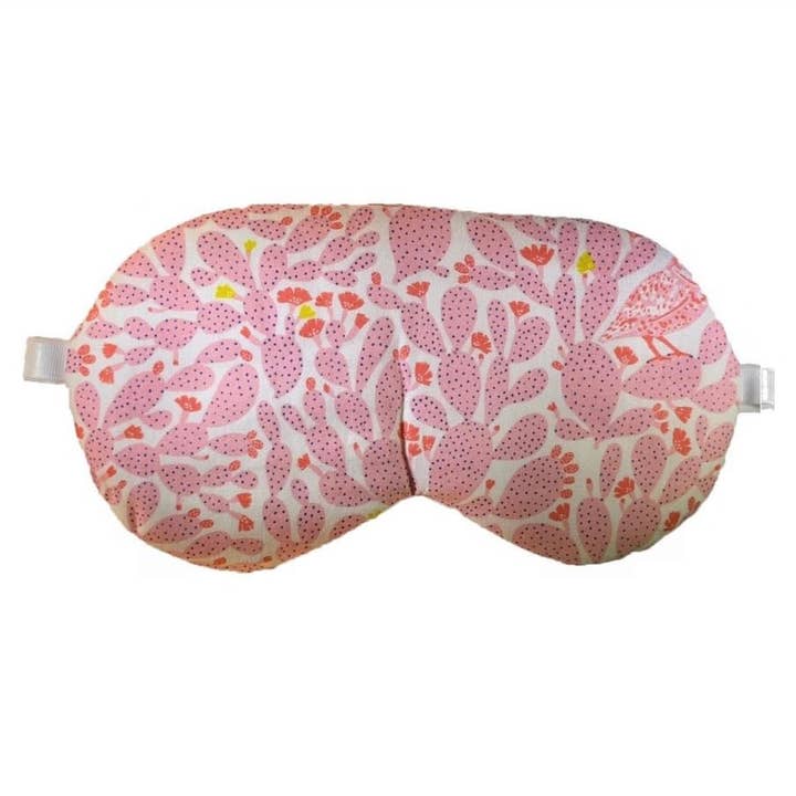 Prickly Pear Owls Pink - weighted Crystal Sleep Mask for wholesale by Sleep Crystals