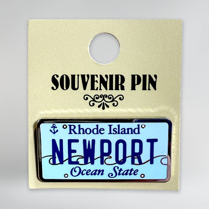 Newport License Plate Souvenir Pin for wholesale by Commonwealth Souvenirs