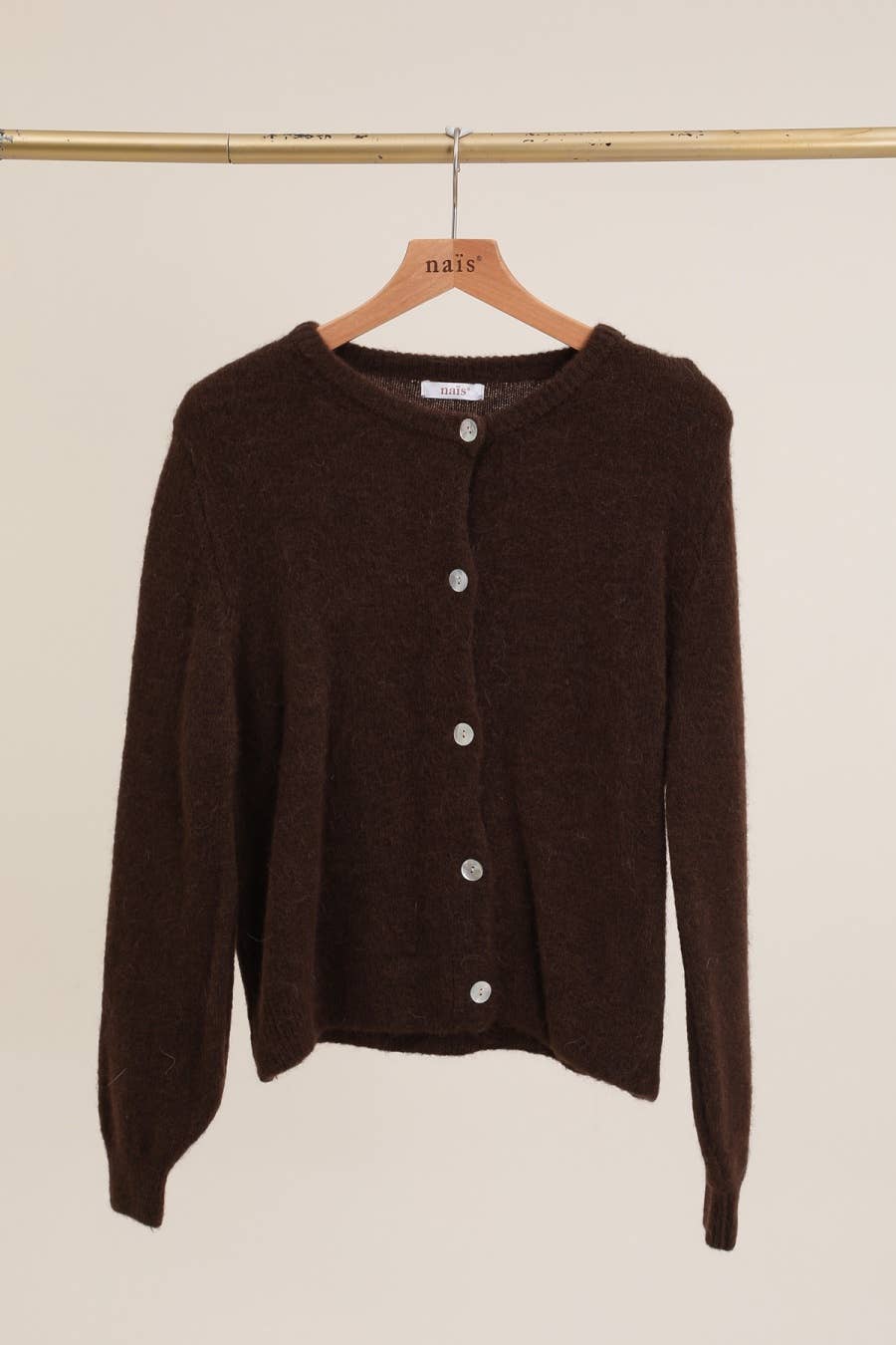 NAÏS PARIS - Wholesale Cardigan - Women's - SUPER FINE ALPACA SHORT BUTTON CREW NECK CARDIGAN25