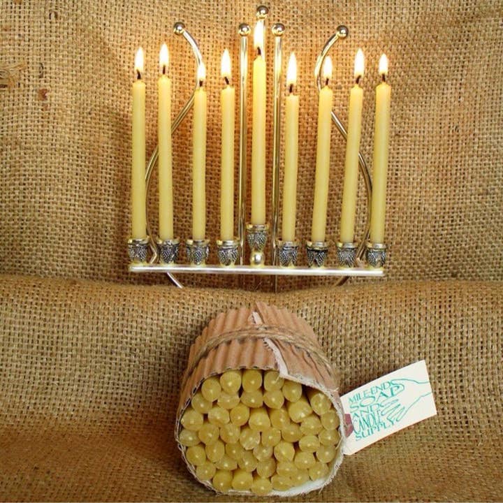 Mile-End Soap & Candle Supply - Wholesale Tapered Candle/Candlestick - Beeswax Chanukah Candles *Jewish Holiday Gift*