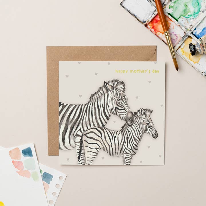 Mother's Day Zebra card with Gold Foil for wholesale by lil wabbit