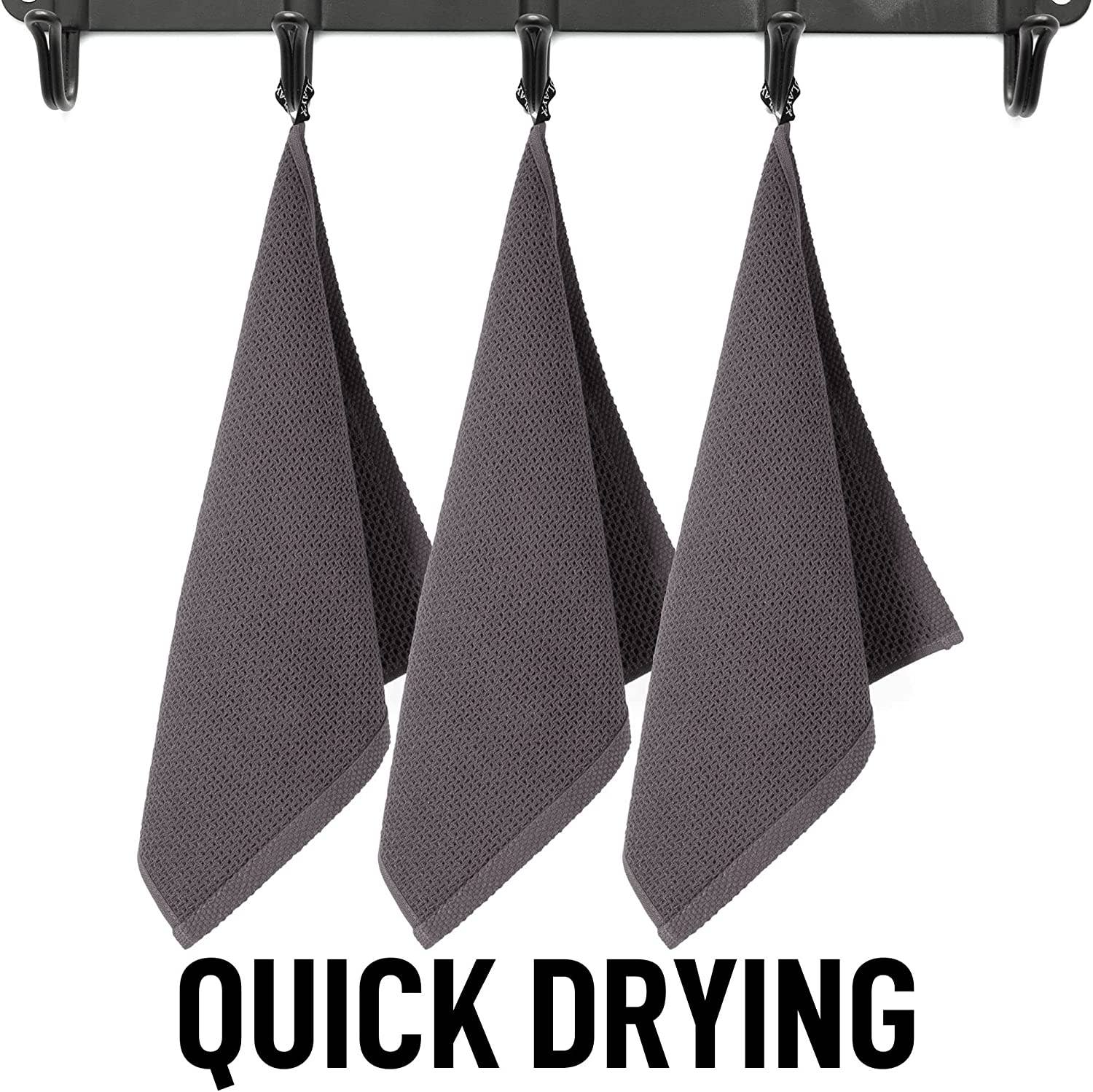 Zulay Kitchen - Vente Torchon - Torchons à vaisselle en tissu gaufré, 12 x 12 pouces (paquet de 3)2