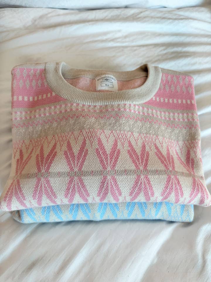Blue Snowflake Aspen Ski Winter Sweater for wholesale on Faire
