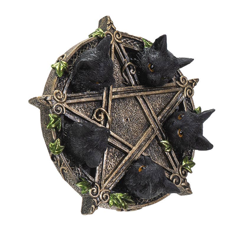 Pacific Trading - Wholesale Incense Holder - Black Cats on Pentagram Incense Burner2