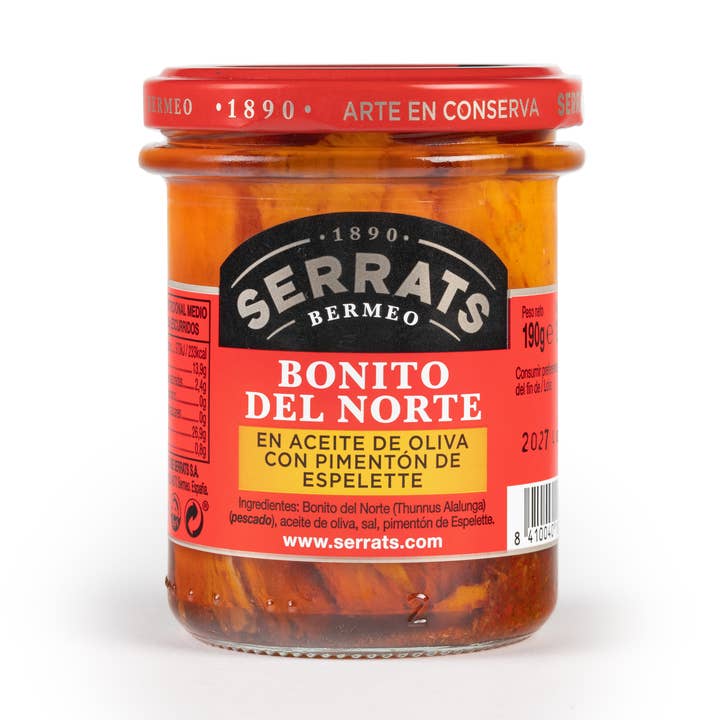 Bonito del Norte i olivolja med Espeltte paprika för wholesale av Conservas Serrats
