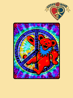 Gypsy Rose - Wholesale Throw Blanket - Grateful Dead Peace Sign Dancing Bear Fleece Throw1
