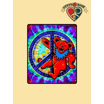 Gypsy Rose - Wholesale Throw Blanket - Grateful Dead Peace Sign Dancing Bear Fleece Throw1