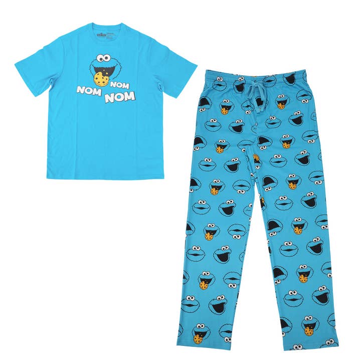 Bioworld Merchandising - Wholesale Sleepwear Set - Men's - Sesame Street Cookie Monster Men's 2-Pack Pajama Set6