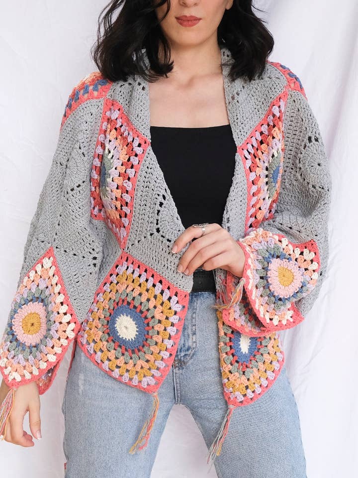 Cárdigan bohemio, blusas de ganchillo para mujer, blusa tejida de temporada para venta al por mayor de miglo