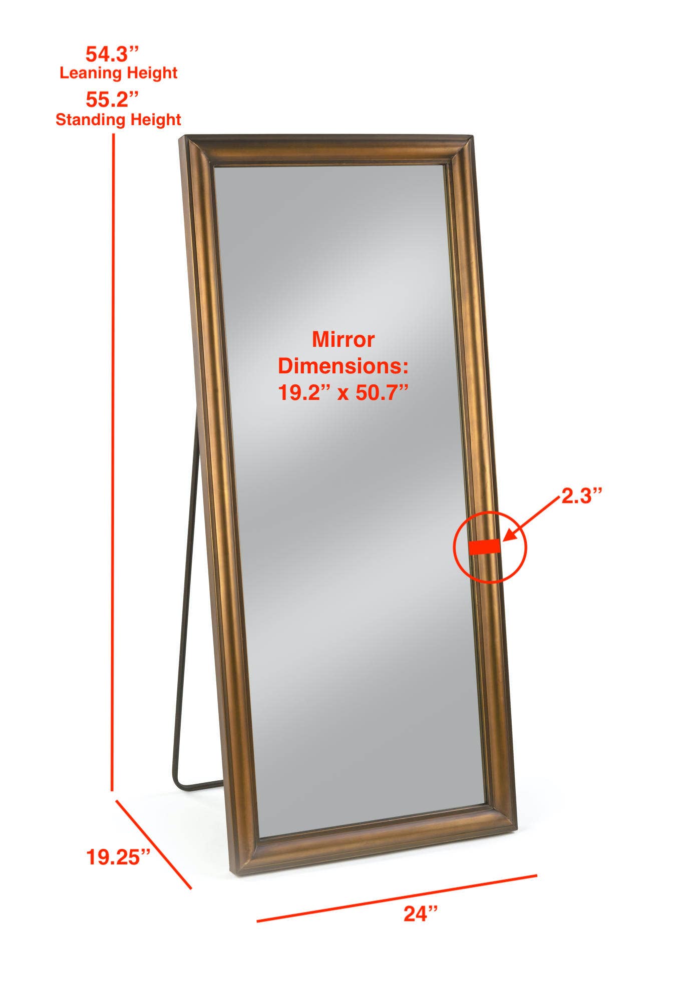 Tripar International - Wholesale Floor Mirror - 55" Gold Framed Floor Mirror with Easel Back3