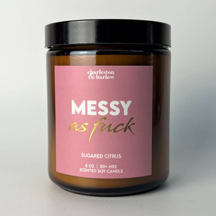 Charleston & Harlow Candle Co. - Wholesale Jar/Filled Candle - MESSY AF - Sugared Citrus Sweary Soy Candle 8oz0