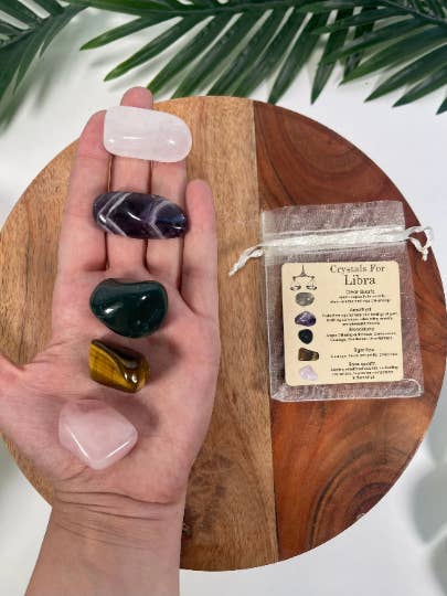 LIBRA Crystal Set, 5x Crystals Set ZODIAC HOROSCOPE for wholesale by CaNatureLover