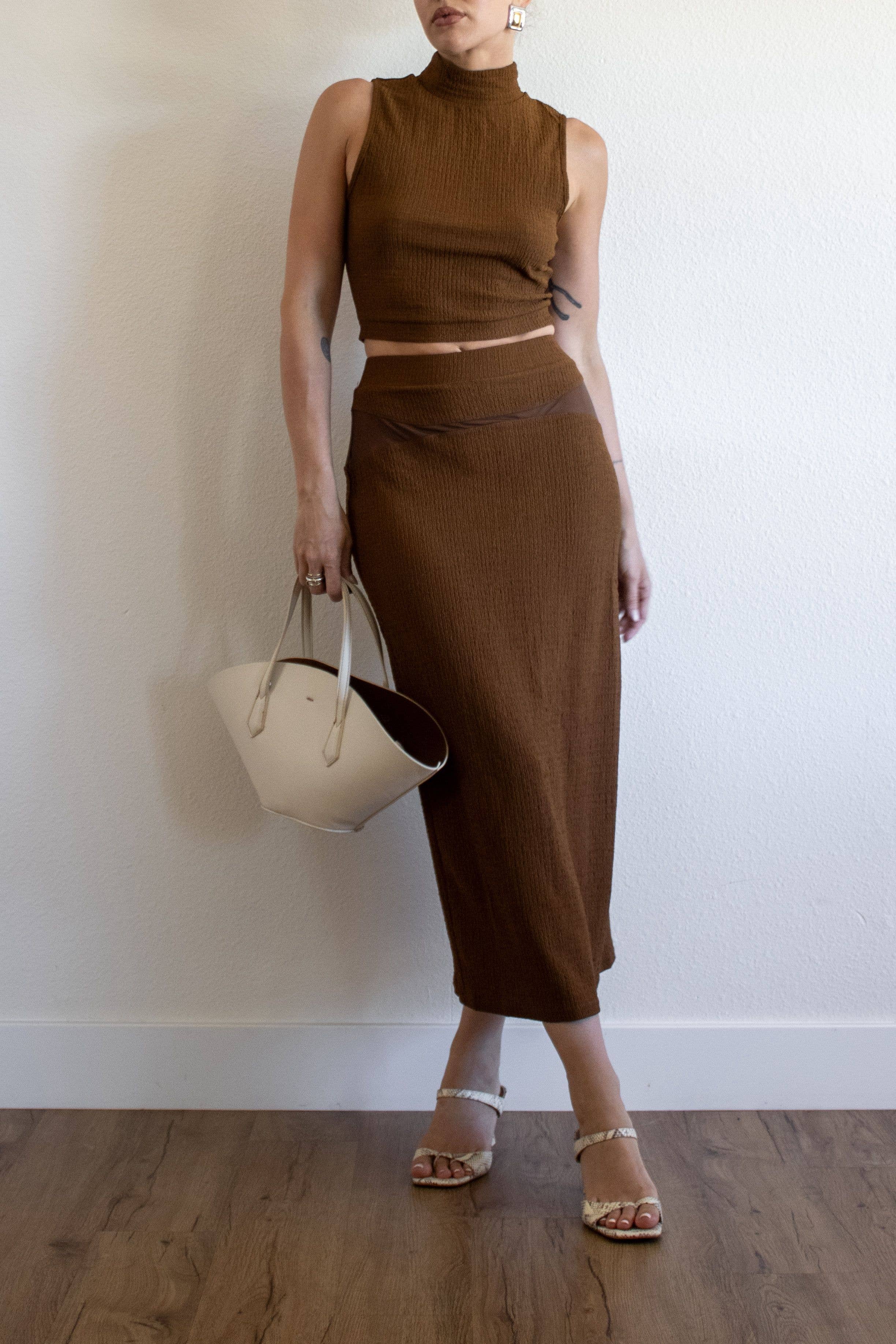 ACOA COLLECTION - Wholesale Top & Skirt Set - Women's - TANK TOP AND MIDI SKIRT SET1