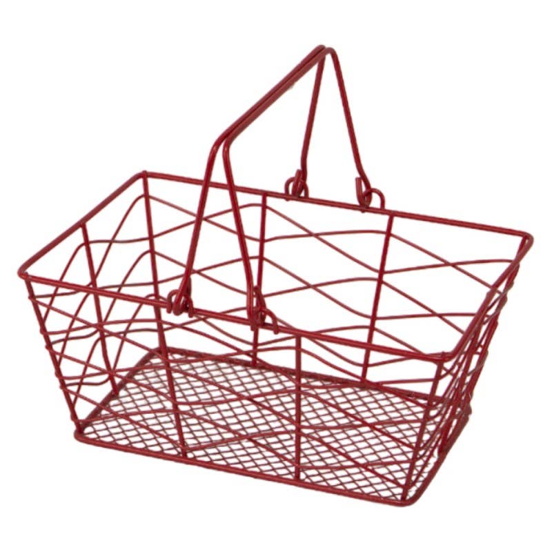 Deffrennes - Venta al por mayor Cestas - Cesta metálica roja con 2 asas plegables0