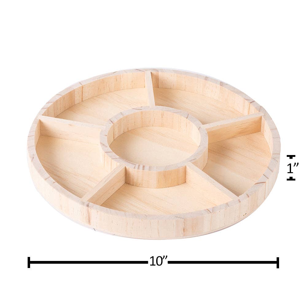 Hammont - Wholesale Serving Tray - Round Shaped Wooden Tray 2 Pack 10"X1"1