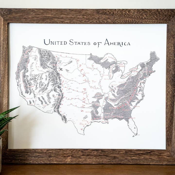 Hand-Drawn USA Map Print for wholesale by Lord of Maps