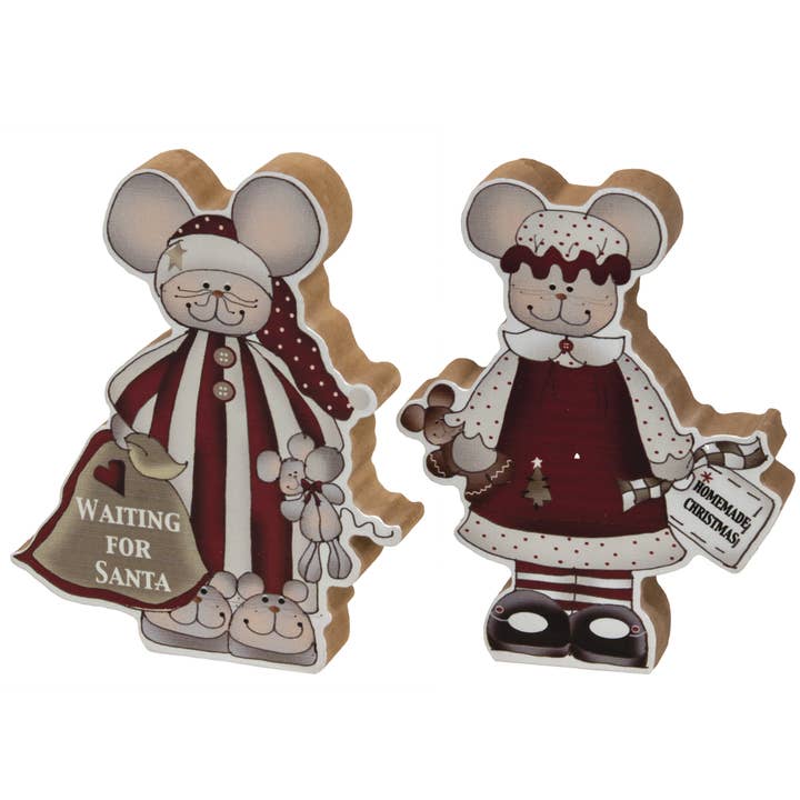 Väntar på Santa Chunky Mouse, 2 Blandade för wholesale av The Hearthside Collection