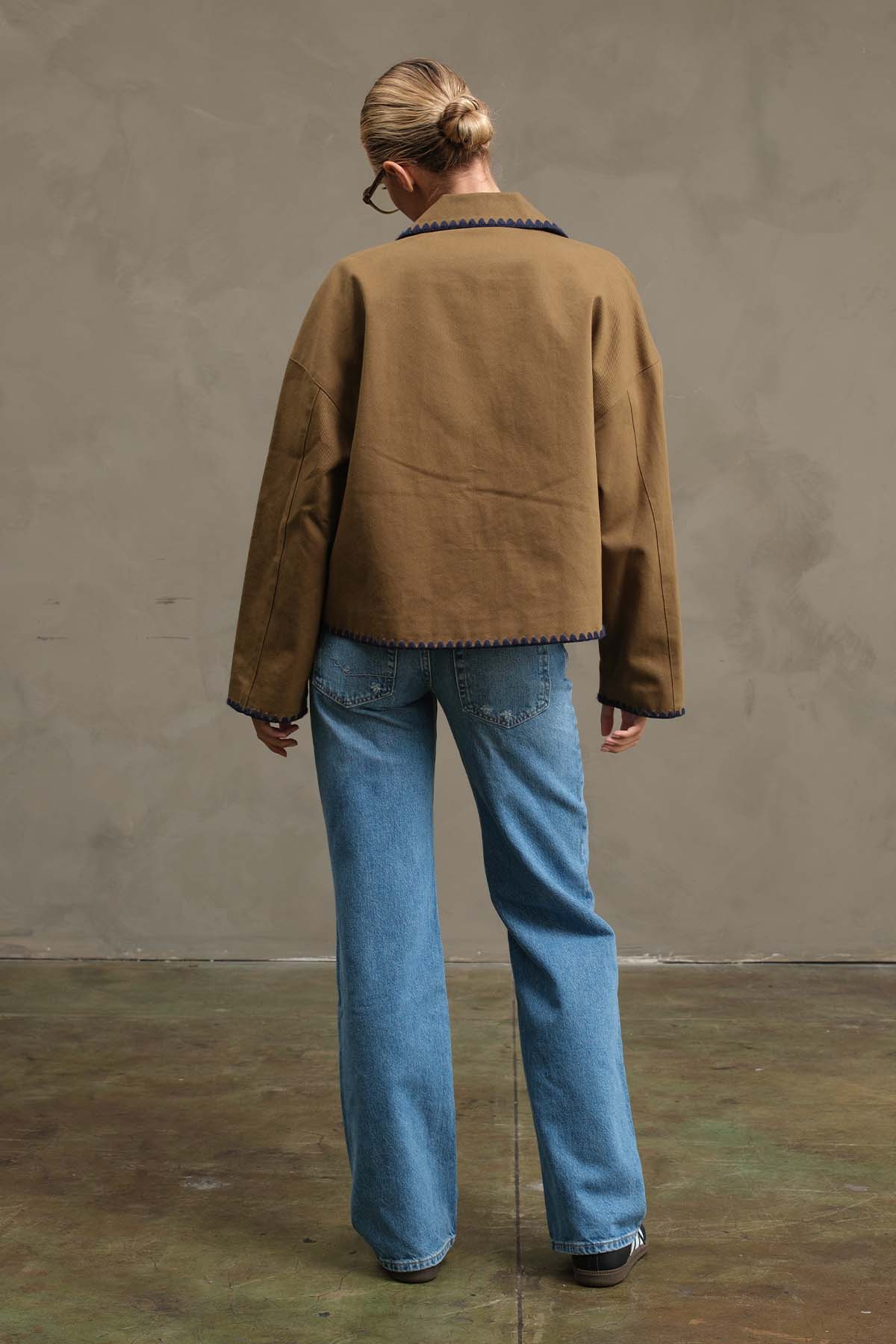 OLIVE Collar Jacket with Contrast Stitching - RJ1044 for wholesale on Faire11